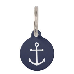 Nautical Navy Blue Anchor Pet Tag
