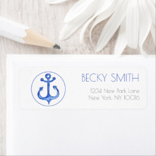 Nautical Navy Blue Anchor   Return Address Labels