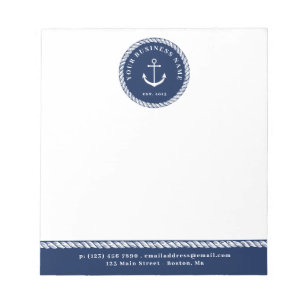 Nautical Navy Blue Anchor & Rope Notepad