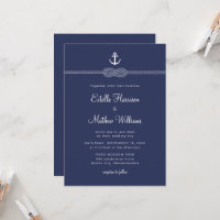 Nautical Navy Blue Anchor Rope QR Code Wedding