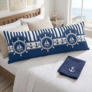 Nautical Navy Blue Anchor Sailing Body Pillow
