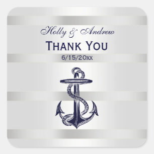 Nautical Navy Blue Anchor SQ Envelope Seals TY