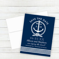 Nautical Navy Blue Anchor Stripes Wedding