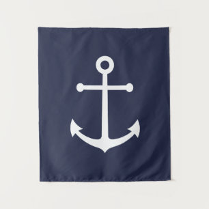 Nautical Navy Blue Anchor Tapestry