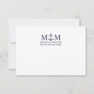 Nautical Navy Blue Anchor Wedding Advice Card