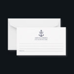 Nautical Navy Blue Anchor Wedding Advice Card<br><div class="desc">Add a stylish touch to your nautical wedding with this classic navy blue anchor wedding advice and wishes card. Designed with a navy blue anchor illustration, it features personalized bride and groom monogram, custom text in a navy blue serif font on a white background. Ideal for nautical or beach-themed weddings,...</div>