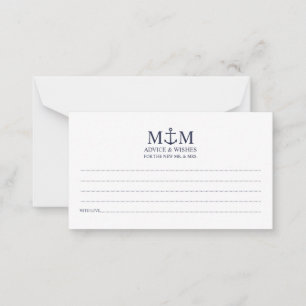 Nautical Navy Blue Anchor Wedding Advice Card