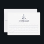 Nautical Navy Blue Anchor Wedding Advice Card<br><div class="desc">Add a stylish touch to your nautical wedding with this classic navy blue anchor wedding advice and wishes card. Designed with a navy blue anchor illustration, it features personalized bride and groom monogram, custom text in a navy blue serif font on a white background. Ideal for nautical or beach-themed weddings,...</div>