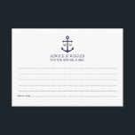 Nautical Navy Blue Anchor Wedding Advice Card<br><div class="desc">Add a stylish touch to your nautical wedding with this classic navy blue anchor wedding advice and wishes card. Designed with a navy blue anchor illustration, it features personalized bride and groom monogram, custom text in a navy blue serif font on a white background. Ideal for nautical or beach-themed weddings,...</div>