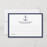 Nautical Navy Blue Anchor Wedding Advice Card<br><div class="desc">Modern Nautical Navy Blue Anchor Wedding Advice and Wishes Card
featuring navy blue anchor with title in navy blue modern sans serif font on white background with navy blue border.

Perfect for wedding,  baby shower,  birthday party,  bridal shower,  bachelorette party and any special occasions.</div>