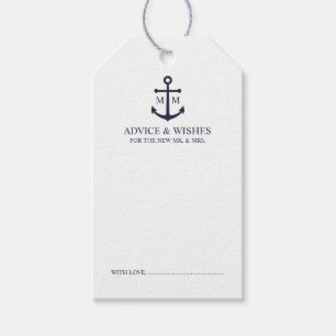 Nautical Navy Blue Anchor Wedding Advice Card Gift Tags