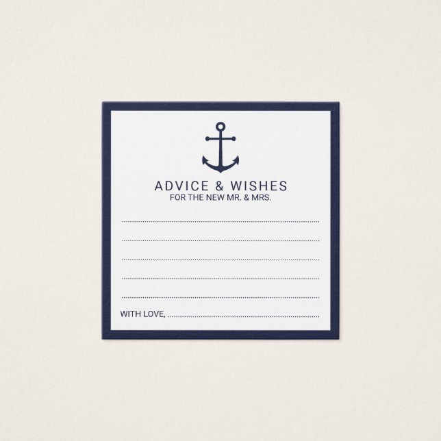 Nautical Navy Blue Anchor Wedding Advice&Wishes (Front)