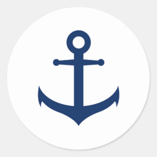 Nautical Navy Blue Anchor Wedding Classic Round Sticker