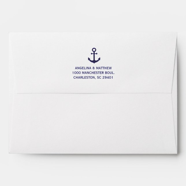 Nautical Navy Blue Anchor Wedding Envelope (Back (Top Flap))