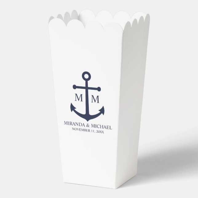 Nautical Navy Blue Anchor Wedding Favor Box (Front)