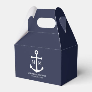 Nautical Navy Blue Anchor Wedding Favor Box