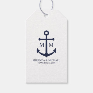 Nautical Navy Blue Anchor Wedding Gift Tags