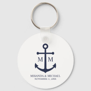Nautical Navy Blue Anchor Wedding Keychain