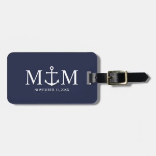 Nautical Navy Blue Anchor Wedding Luggage Tag