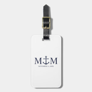 Nautical Navy Blue Anchor Wedding Luggage Tag