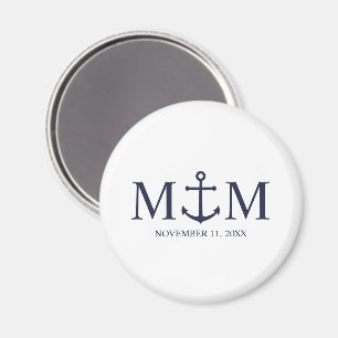Nautical Navy Blue Anchor Wedding Magnet