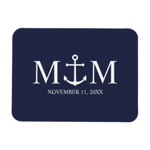 Nautical Navy Blue Anchor Wedding Magnet
