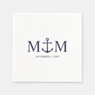 Nautical Navy Blue Anchor Wedding Napkin