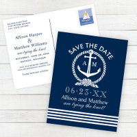 Nautical Navy Blue Anchor Wedding Save the Date