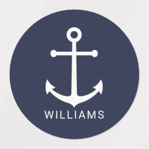 Nautical Navy Blue Anchor with Custom Name Labels