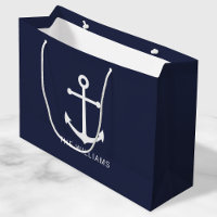 Nautical Navy Blue Anchor with Custom Name