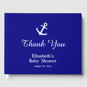 Nautical Navy Blue and White Anchor Baby Shower Guest Book