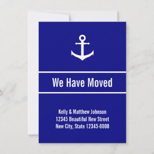 Nautical Navy Blue and White Moving Announcement
