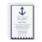 Nautical navy blue and white wedding invitations