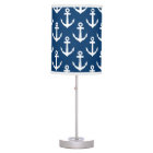Nautical navy blue boat anchor pattern table lamp