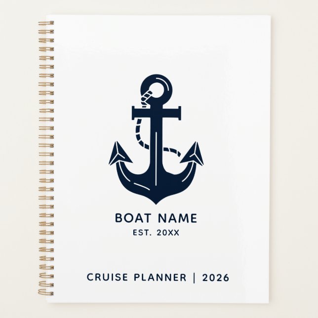 Nautical Navy Blue Boat Name Anchor (Devant)