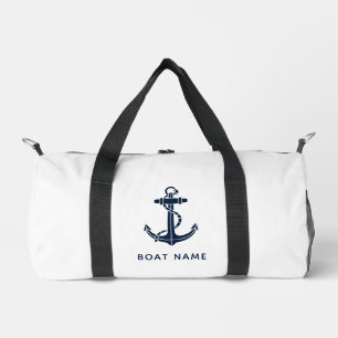 Nautical Navy Blue Boat Name Custom Cruise Duffle Bag