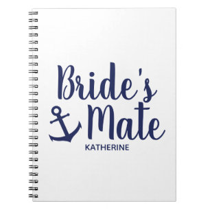 Nautical navy blue bride's mate anchor bridesmaid notebook
