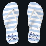 Nautical navy blue bridesmaid with anchor & stripe flip flops<br><div class="desc">Elegant nautical bridesmaid design.</div>