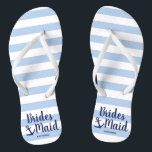 Nautical navy blue bridesmaid with anchor & stripe flip flops<br><div class="desc">Elegant nautical bridesmaid design.</div>