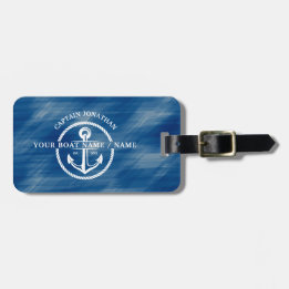 Nautical Navy Blue Captain Name Luggage Tag