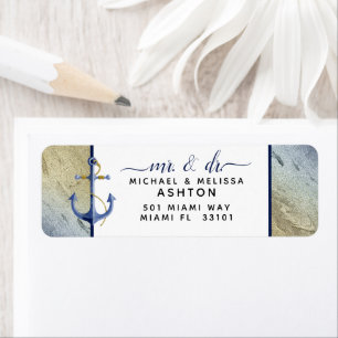 #Nautical Navy Blue Gold Modern Script Mariage