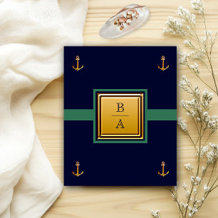 Nautical Navy Blue Green Budget Wedding Invitation Flyer