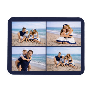 Nautical Navy Blue Personalized Family Photo Magnet