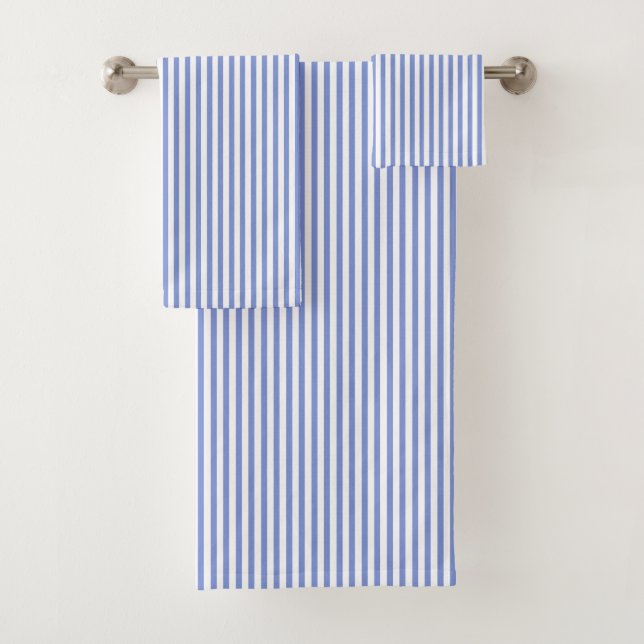Nautical Navy Blue Stripes Bath Towel Set (Insitu)