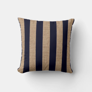 Nautical Navy Blue Stripes Design, Sailing Theme,  Throw Pillow