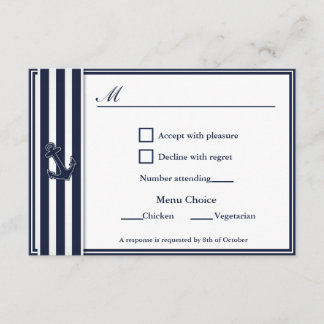 Nautical Navy Blue Swallows RSVP 2 Menu Choice