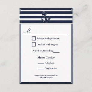 Nautical Navy Blue Swallows RSVP 2 Menu Choice