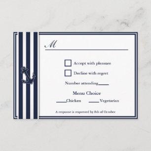 Nautical Navy Blue Swallows RSVP 2 Menu Choix