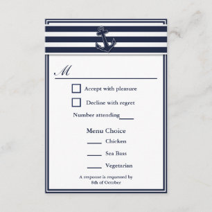 Nautical Navy Blue Swallows RSVP 3 Menu Choix