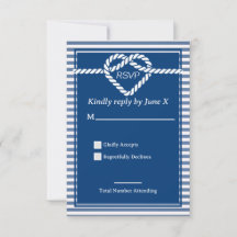 Nautical Navy Blue Tying Knot Stripes Wedding
